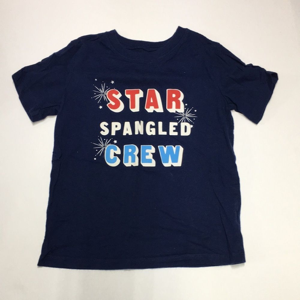 Carter's Kid Star Spangled Crew Blue Short Sleeve Tee 4th of July size 7